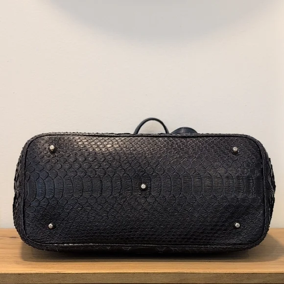 Silvano Biagini Python Bag & Matching Clutch Navy Blue